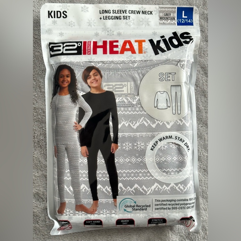 32 Degrees Kids' Heat Set/ Size: L (12/14) NWT
